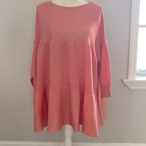 🪸 Ces Femme Light Coral Baby Doll Top / Sweater - Picture 1 of 5